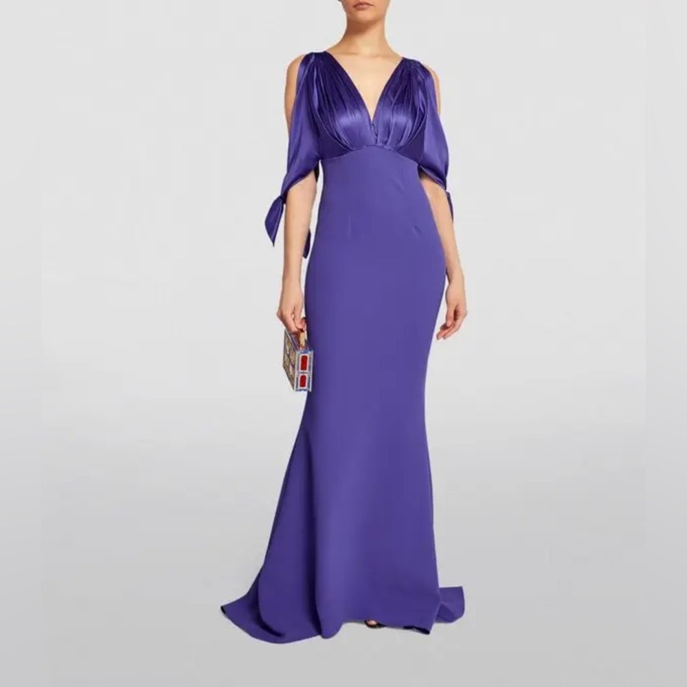 Safiyaa NEW V-Neck Amina Gown In Anemone Blue Purple Size US 10 $2,046.00